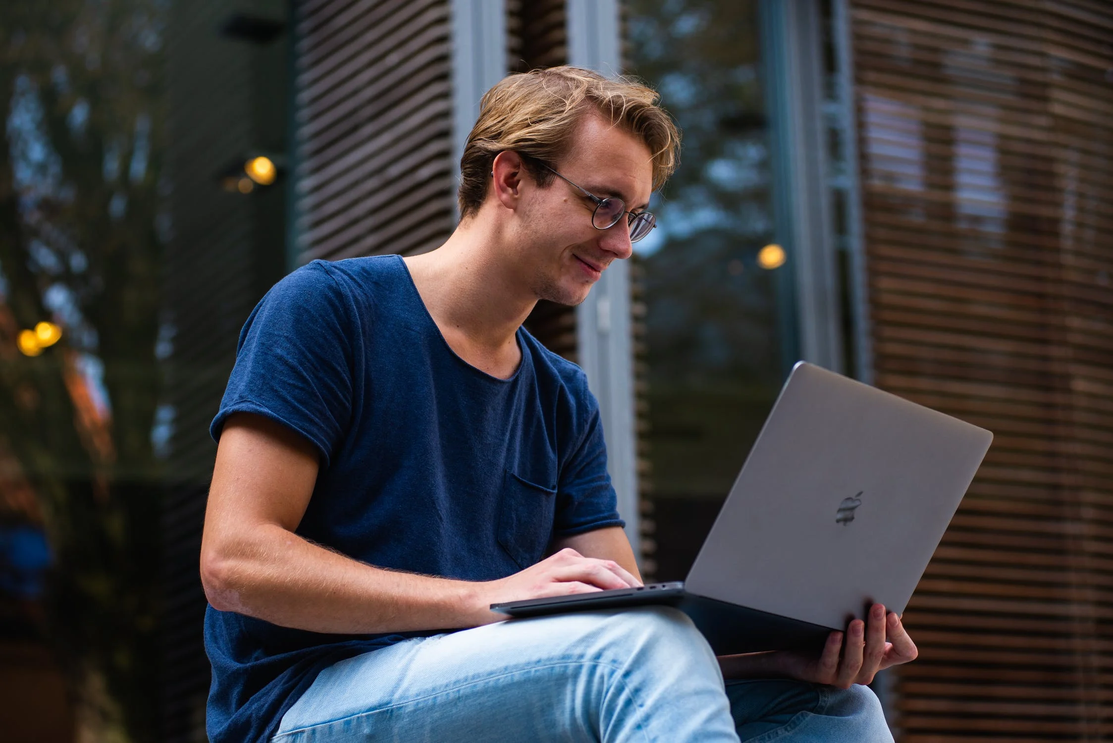 A man with a laptop