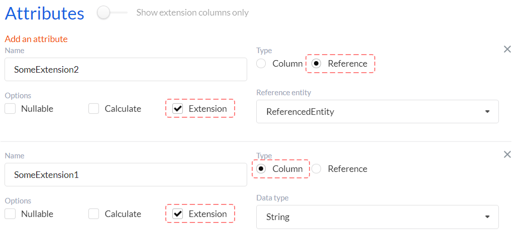 Creating extension attributes